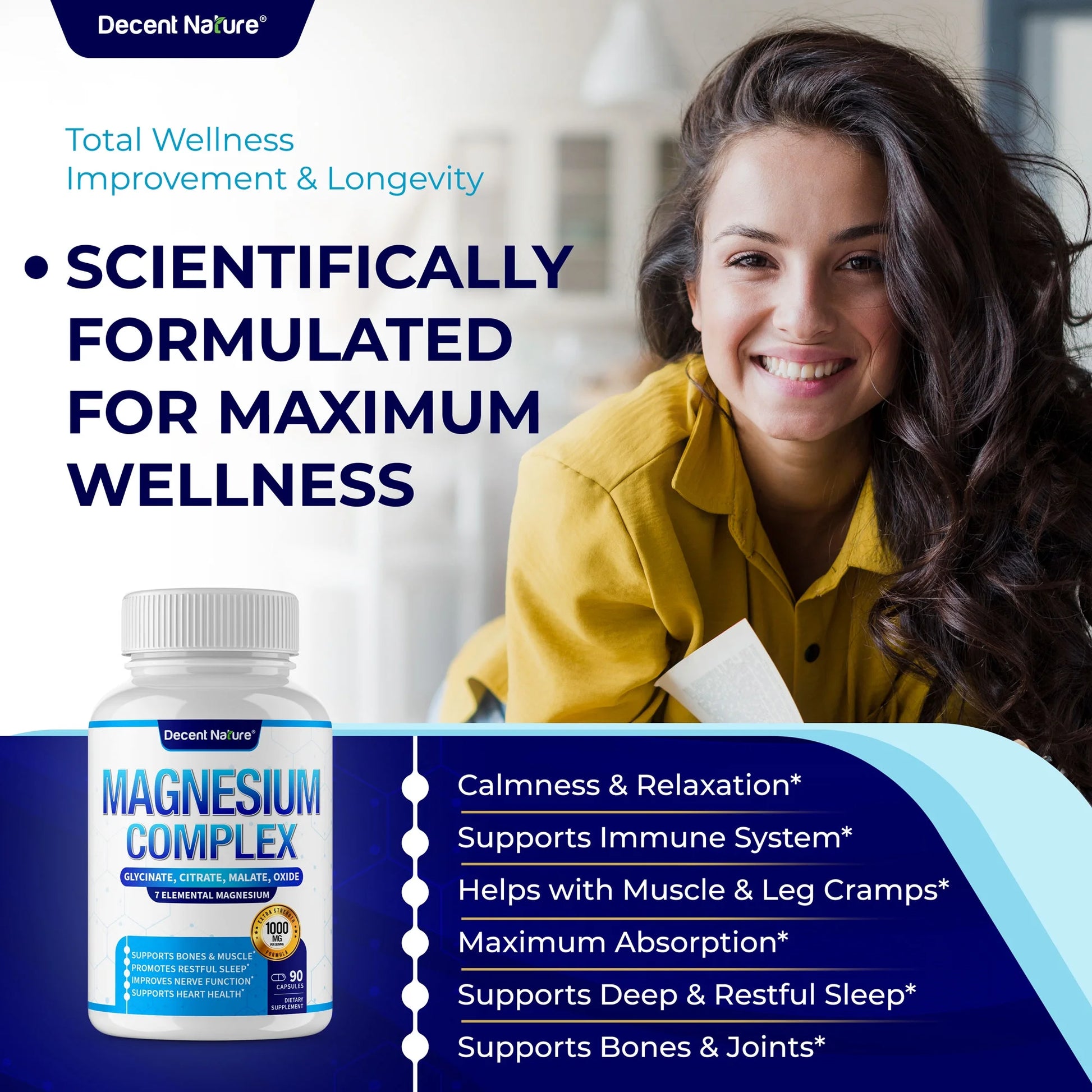 Magnesium Complex with Elemental Magnesium Supplement 1000Mg 90 Capsules