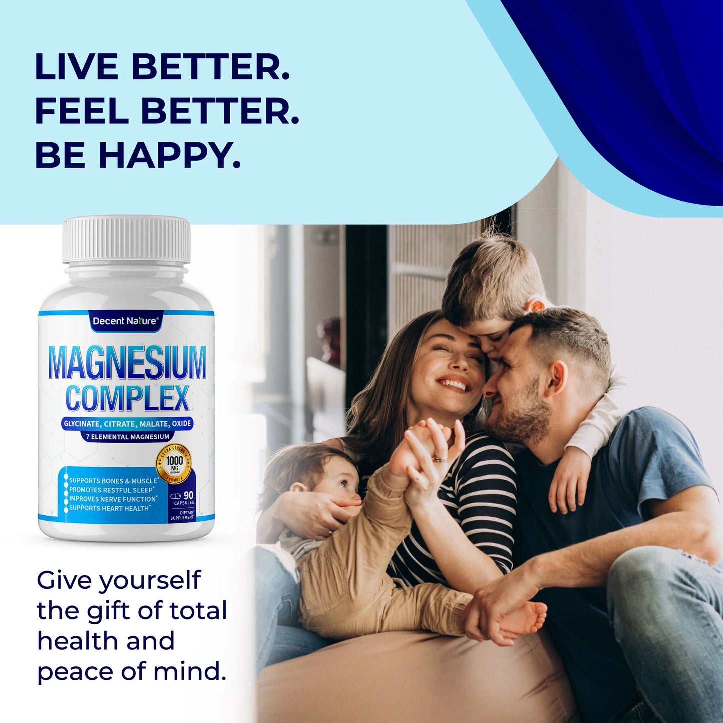 Magnesium Complex with Elemental Magnesium Supplement 1000Mg 90 Capsules